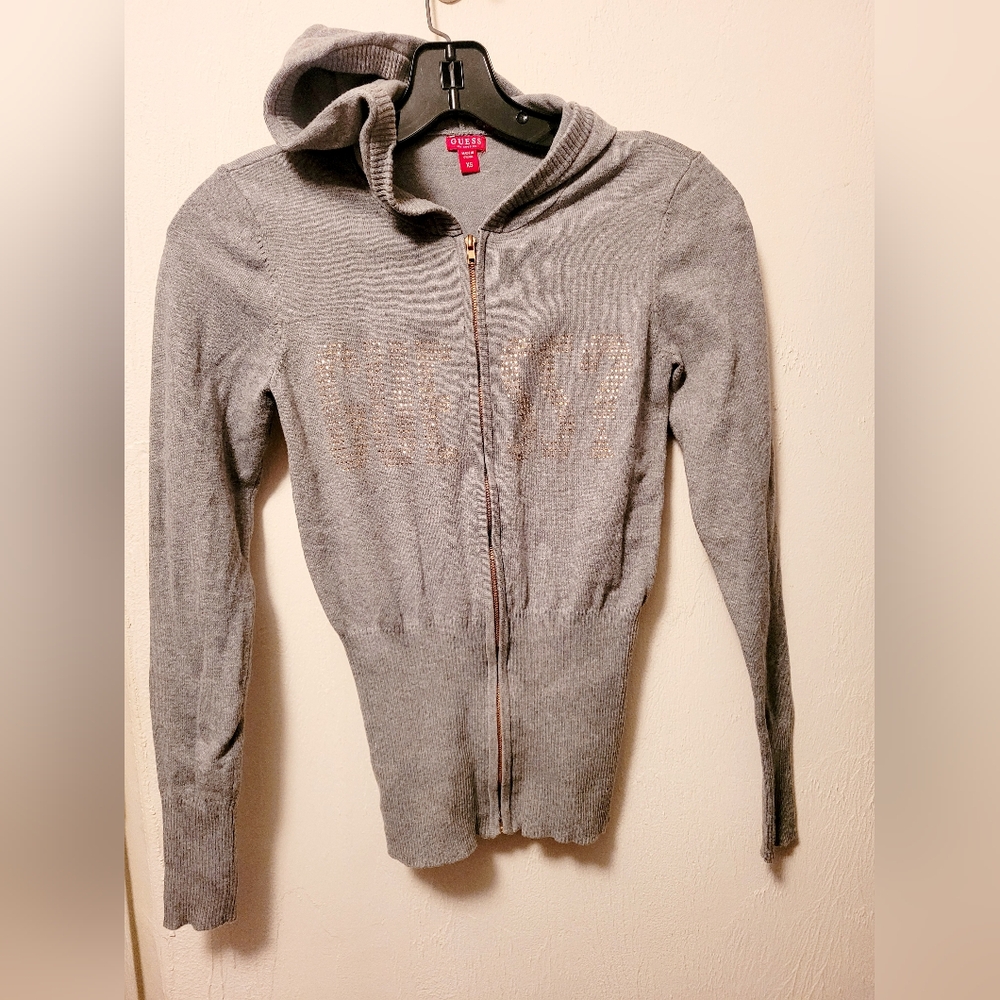Guess Gray Zip-Up Sweater